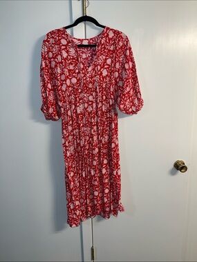 Amazon Red and White Floral Midi Dress